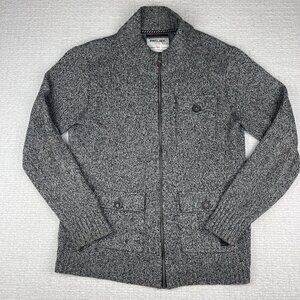 Project raw L Mens Full Zip Grey Sweater Long Sleeve Jacket Mock Neck